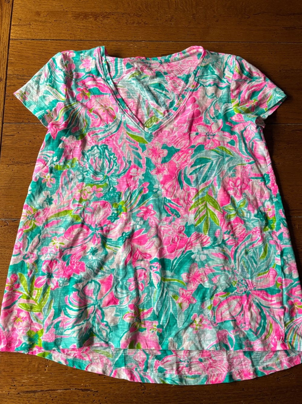 Lilly Pulitzer Pink, Teal & Lime Floral Tee